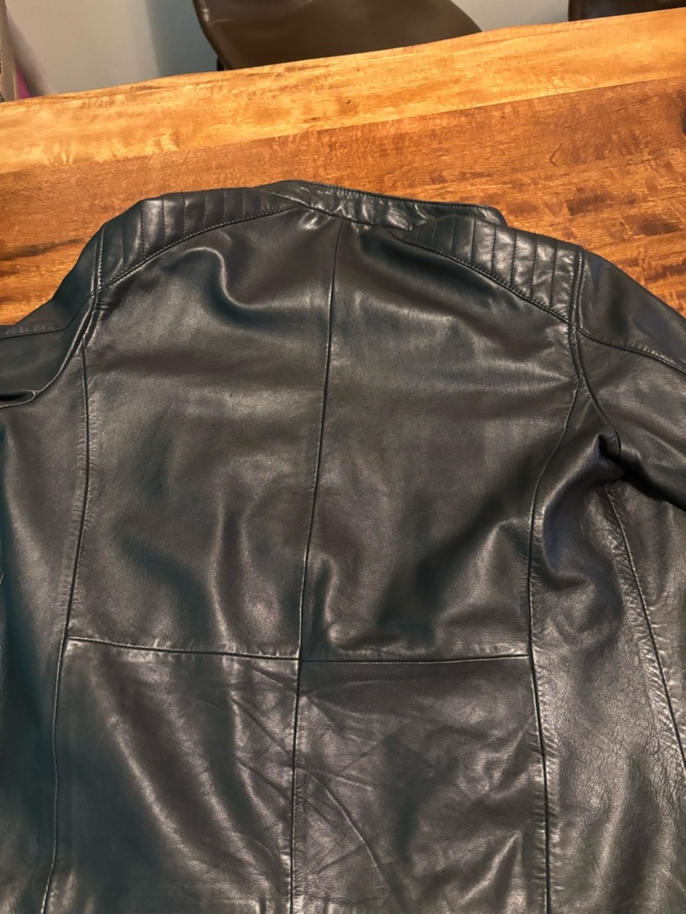 John Varvatos Black Leather Bomber Jacket - Picture 5 of 5